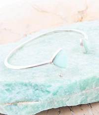 Barse Green Chrysoprase Open Sterling Silver Cuff Bracelet