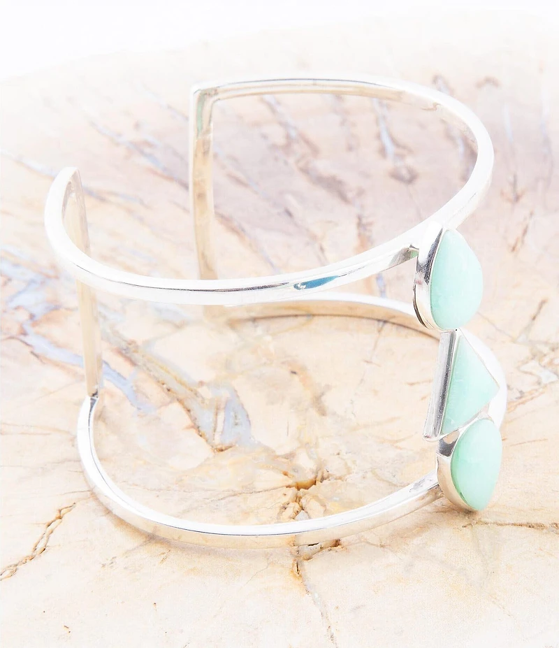 Barse Lahana Green Chrysoprase Sterling Silver Statement Cuff Bracelet