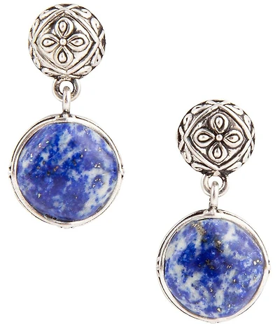 Barse Madrid Blue Lapis Sterling Silver Post Orbital Earrings