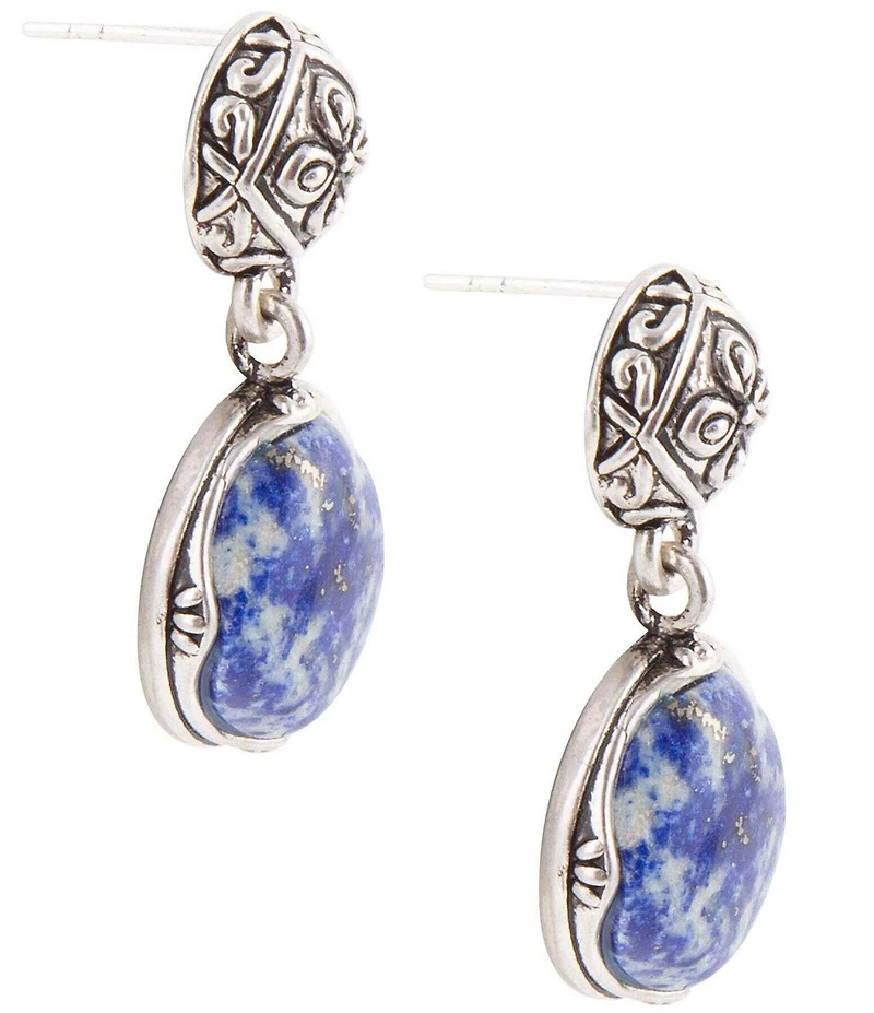 Barse Madrid Blue Lapis Sterling Silver Post Orbital Earrings