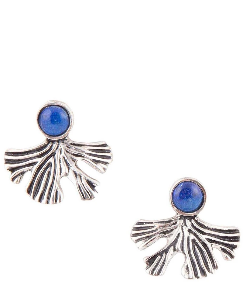 Barse Ginko Blue Lapis and Sterling Silver Stud Earrings