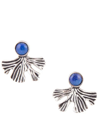 Barse Ginko Blue Lapis and Sterling Silver Stud Earrings