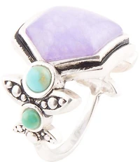 Barse Emile Purple Quartz and Blue Turquoise Sterling Silver Ring