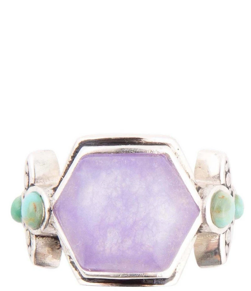 Barse Emile Purple Quartz and Blue Turquoise Sterling Silver Ring