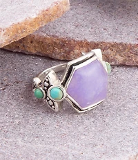 Barse Emile Purple Quartz and Blue Turquoise Sterling Silver Ring