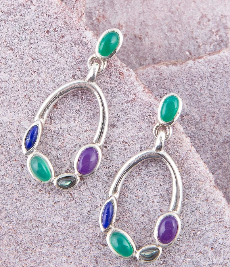 Barse Peacock Multi-Stone Sterling Silver Earrings