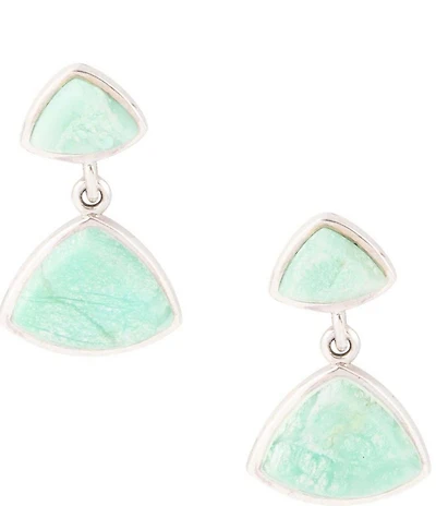Barse Abstract Green Chrysoprase Sterling Silver Drop Earrings