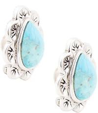 Barse Sterling Silver and Genuine Stone Clip-On Stud Earrings