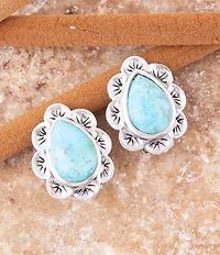 Barse Sterling Silver and Genuine Stone Clip-On Stud Earrings
