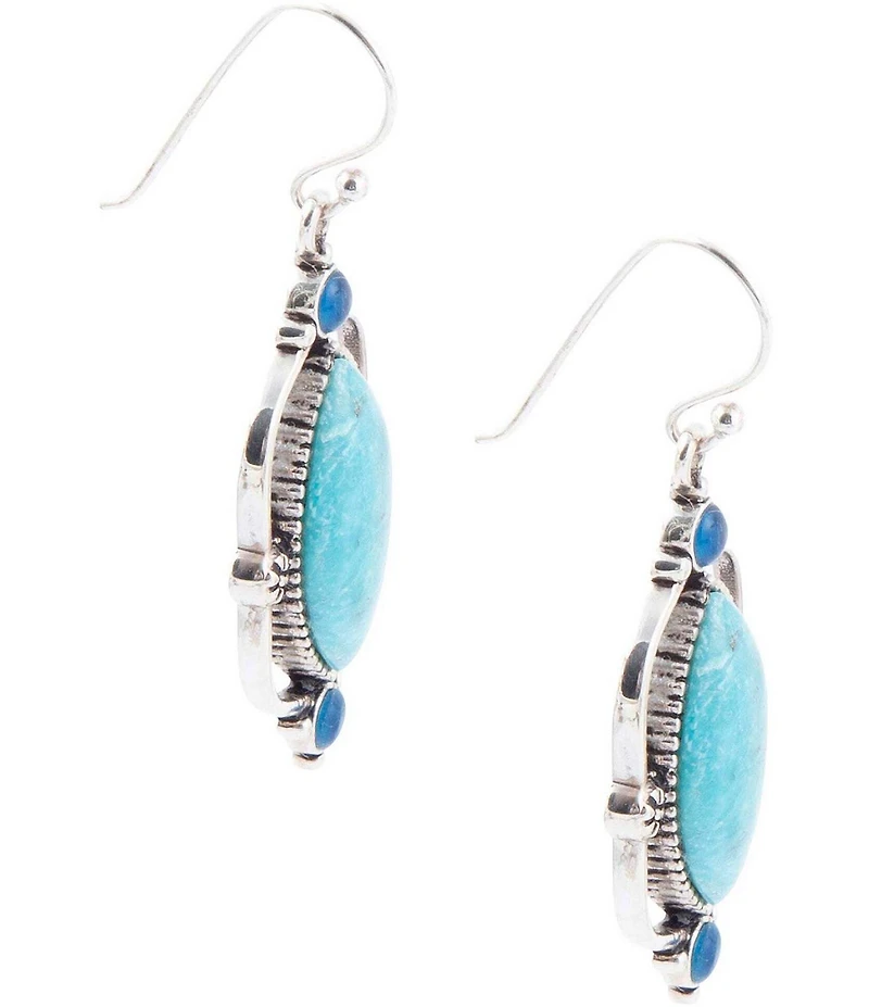 Barse Regal Blue Turquoise and Apatite Sterling Silver Drop Earrings