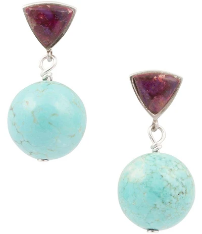 Barse Prescott Purple Turquoise Sterling Silver Drop Earrings