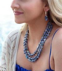 Barse Blue Genuine Quartz and Sterling Silver French Wire Drop Earrings