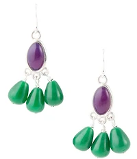 Barse Peacock Purple Agate Drop Earrings