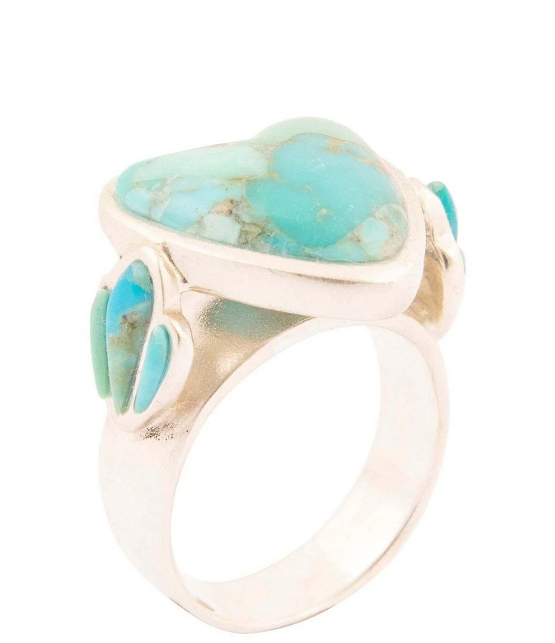 Barse Sterling Silver and Genuine Stone Heart Statement Ring