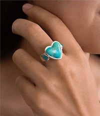 Barse Sterling Silver and Genuine Stone Heart Statement Ring