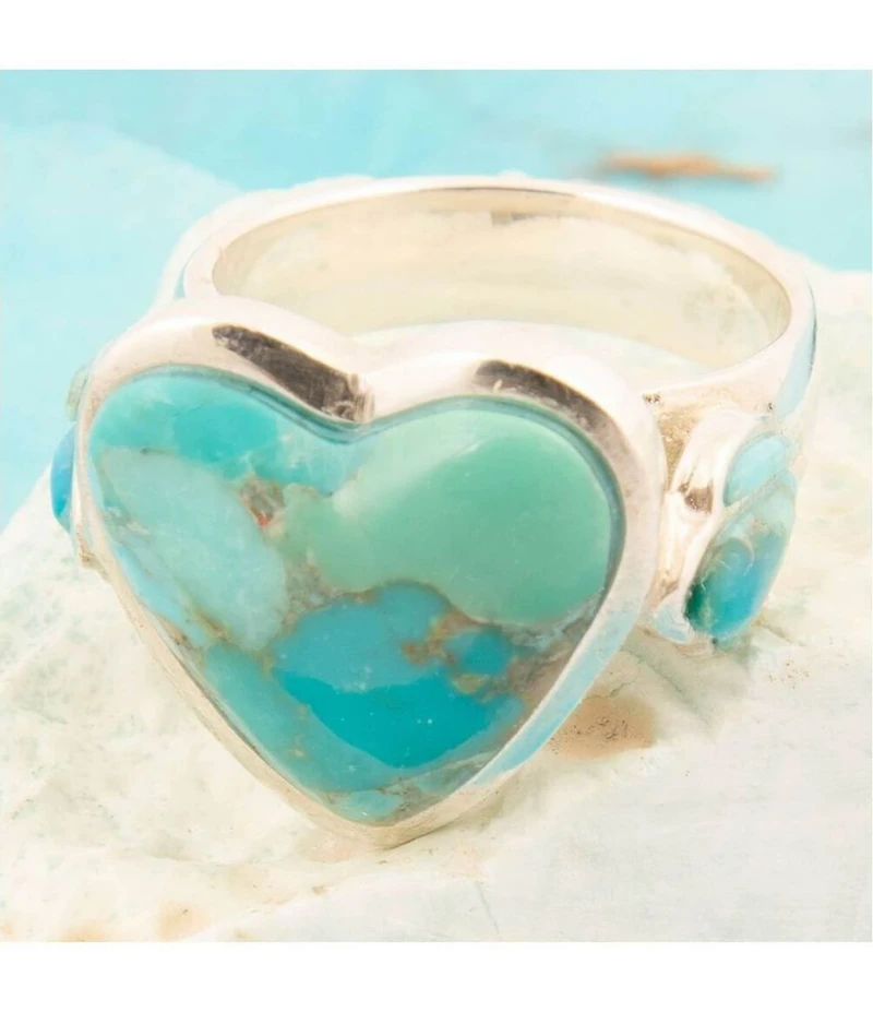 Barse Sterling Silver and Genuine Stone Heart Statement Ring