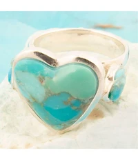Barse Sterling Silver and Genuine Stone Heart Statement Ring