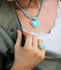 Barse Sterling Silver and Genuine Stone Heart Statement Ring