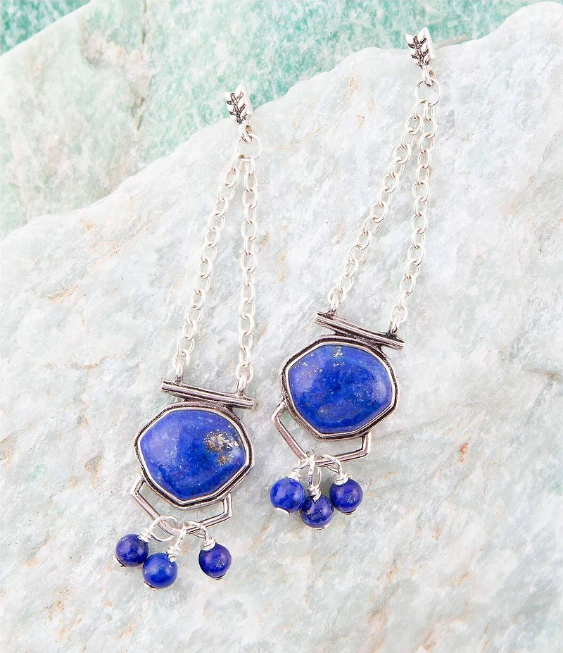 Barse Go West Blue Lapis and Sterling Silver Drop Earrings