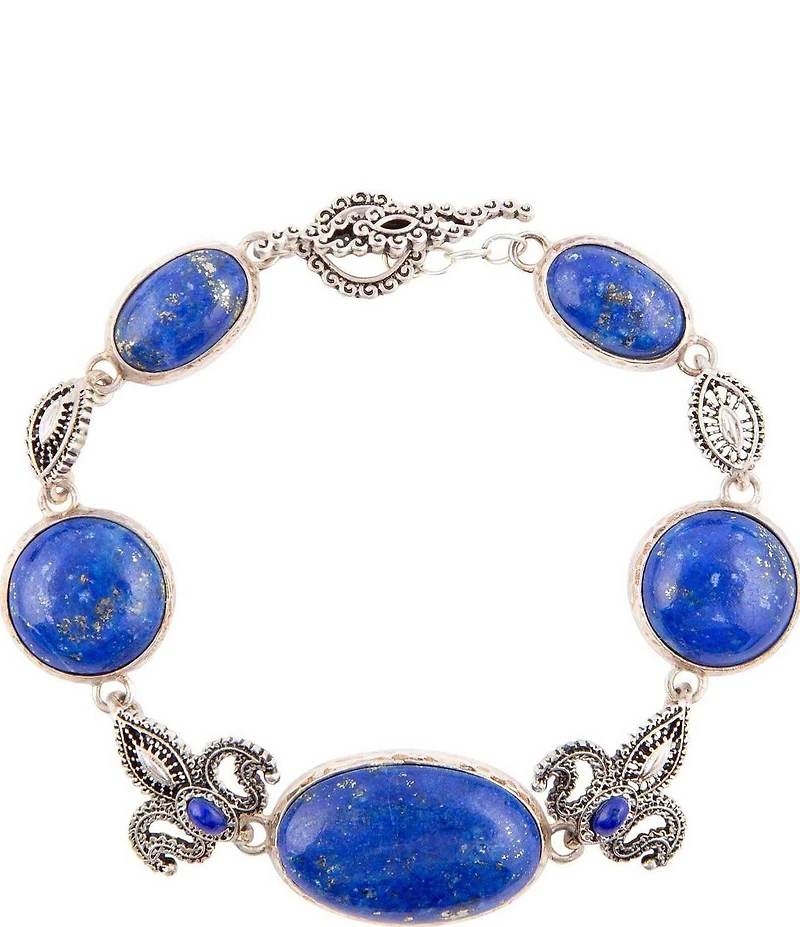 Barse Mehndi Blue Lapis and Sterling Silver Link Bracelet