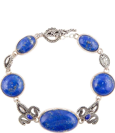 Barse Mehndi Blue Lapis and Sterling Silver Link Bracelet