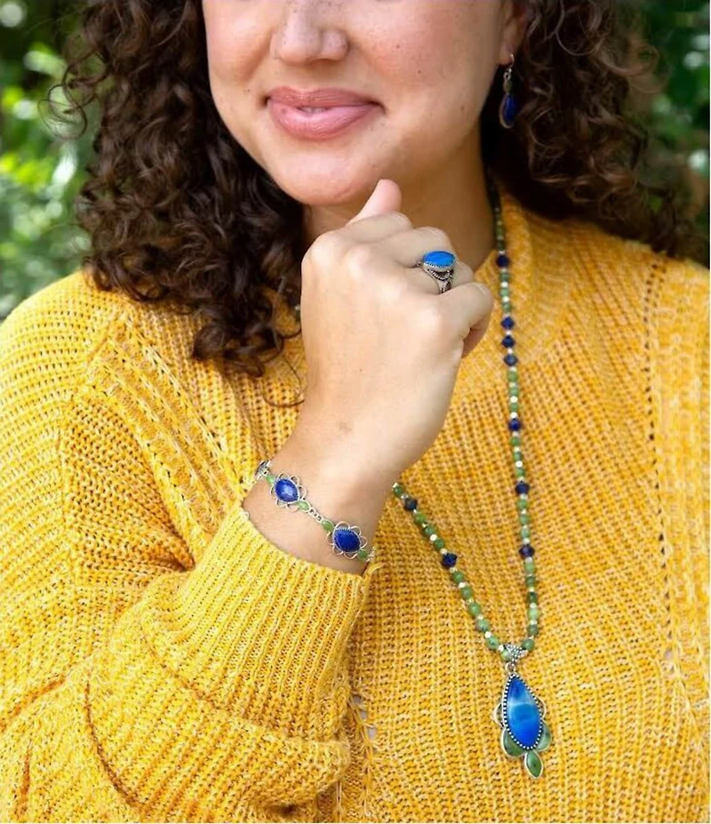 Barse Oxford Lapis and Jade Bracelet