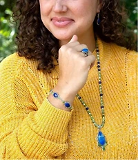 Barse Oxford Lapis and Jade Bracelet