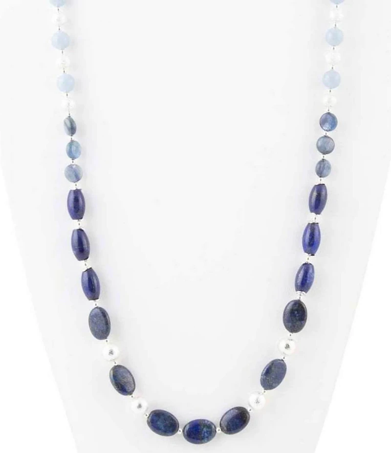 Barse Sterling Silver and Genuine Stone Long Strand Necklace