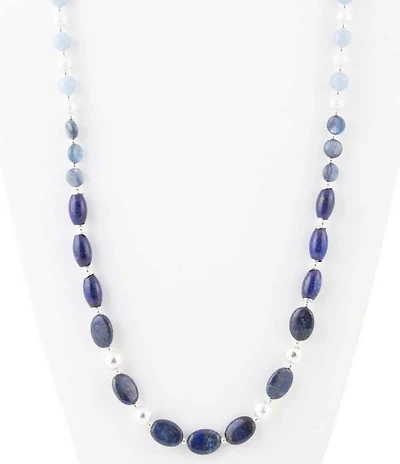 Barse Sterling Silver and Genuine Stone Long Strand Necklace