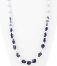 Barse Sterling Silver and Genuine Stone Long Strand Necklace