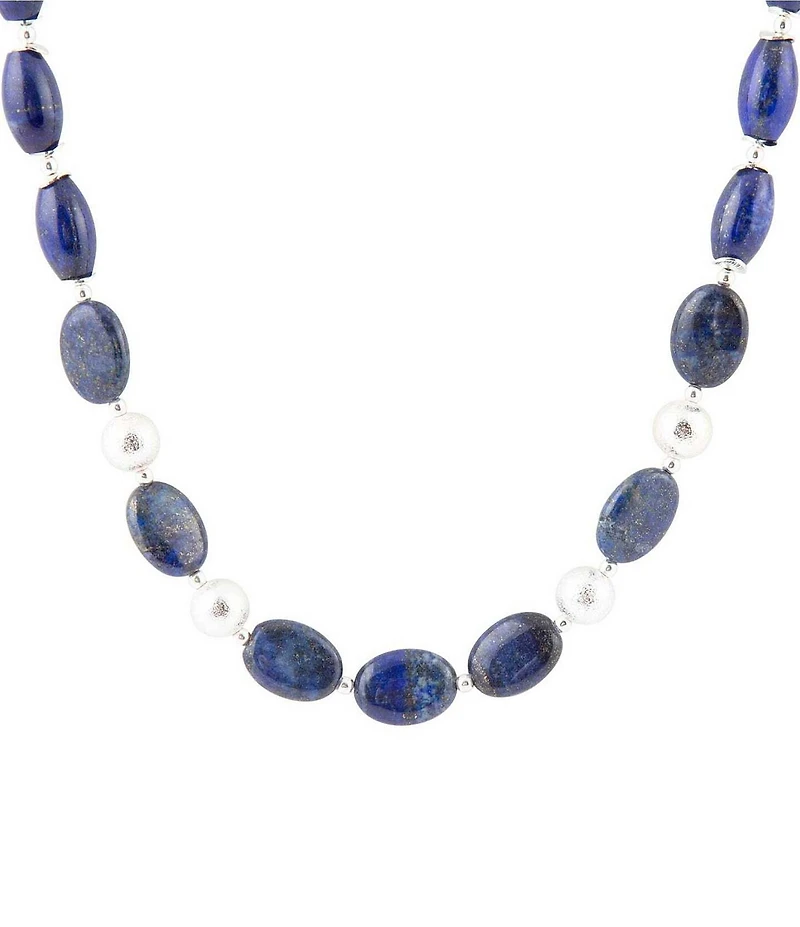 Barse Sterling Silver and Genuine Stone Long Strand Necklace