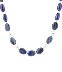 Barse Sterling Silver and Genuine Stone Long Strand Necklace