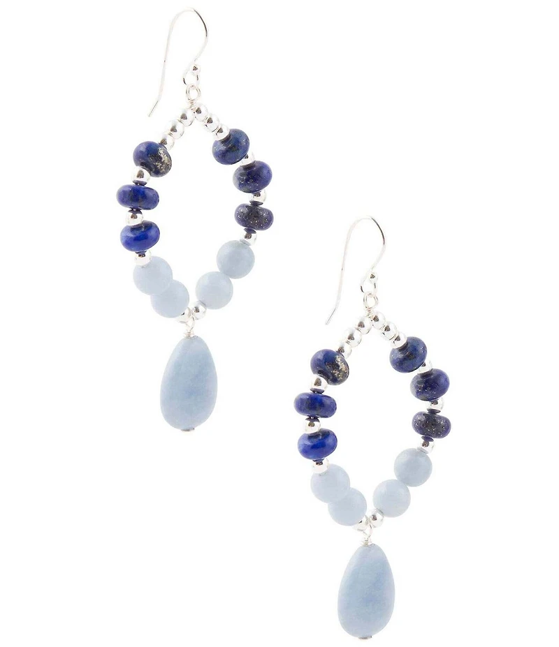 Barse Sterling Silver and Genuine Stone Orbital Drop Earrings