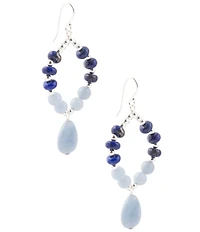 Barse Sterling Silver and Genuine Stone Orbital Drop Earrings