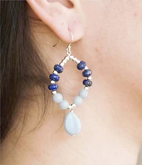 Barse Sterling Silver and Genuine Stone Orbital Drop Earrings