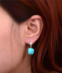 Barse Sterling Silver and Genuine Stone Sierra Sky Drop Earrings