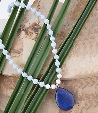 Barse Sterling Silver and Genuine Lapis Slab Short Pendant Necklace