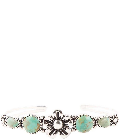 Barse Floral Blue Turquoise and Sterling Silver Cuff Bracelet