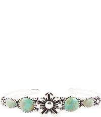 Barse Floral Blue Turquoise and Sterling Silver Cuff Bracelet