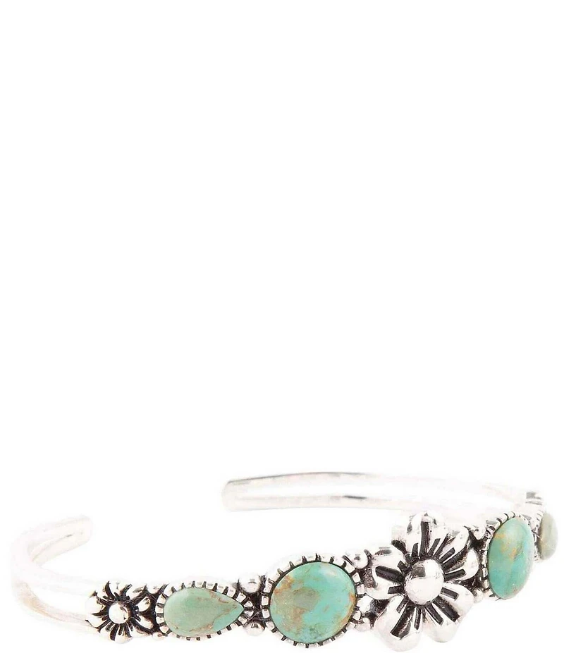Barse Floral Blue Turquoise and Sterling Silver Cuff Bracelet