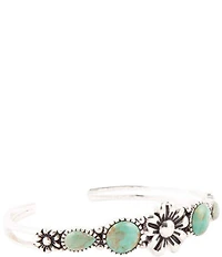 Barse Floral Blue Turquoise and Sterling Silver Cuff Bracelet