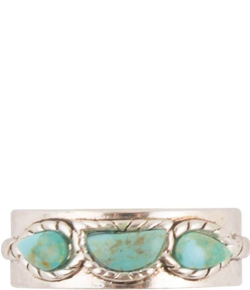 Barse Triple Stone Simplicity Blue Turquoise and Sterling Silver Ring
