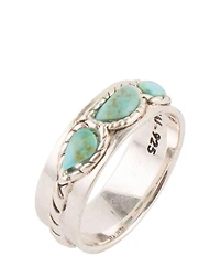 Barse Triple Stone Simplicity Blue Turquoise and Sterling Silver Ring