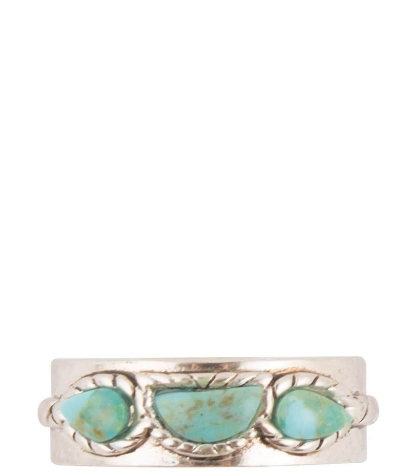 Barse Triple Stone Simplicity Blue Turquoise and Sterling Silver Ring