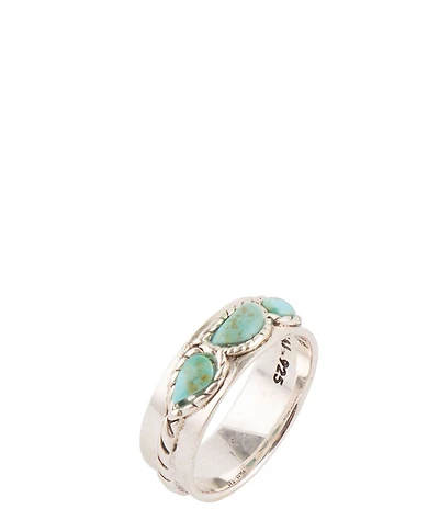 Barse Triple Stone Simplicity Blue Turquoise and Sterling Silver Ring