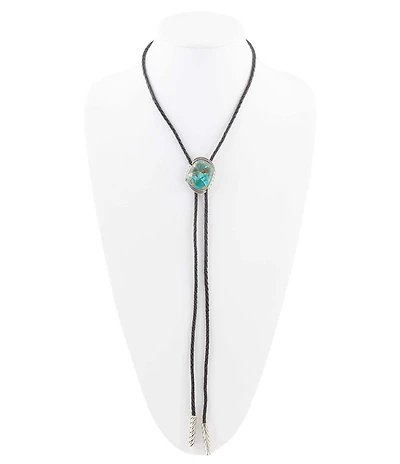 Barse Sterling Silver and Genuine Turquoise Bolo Y Necklace