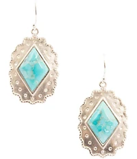 Barse Sterling Silver and Genuine Turquoise Bronco Drop Earrings