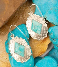 Barse Sterling Silver and Genuine Turquoise Bronco Drop Earrings