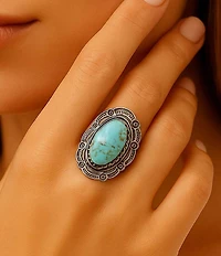 Barse Sterling Silver and Genuine Turquoise Bronco Statement Ring