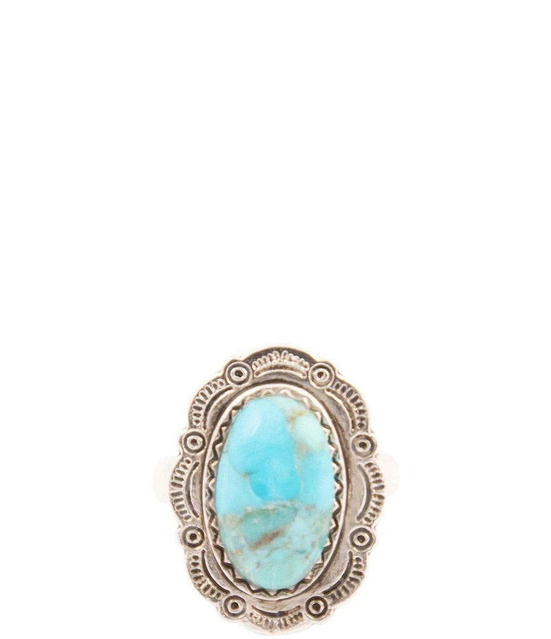 Barse Bronco Blue Turquoise Sterling Silver Concho Ring